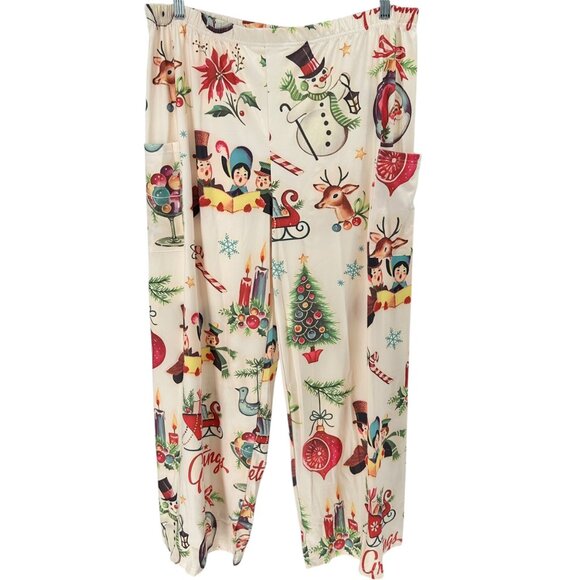 Festive Christmas Print Lounge Pants Womens fits like 3XL Polyester Elastane NEW - Picture 1 of 9